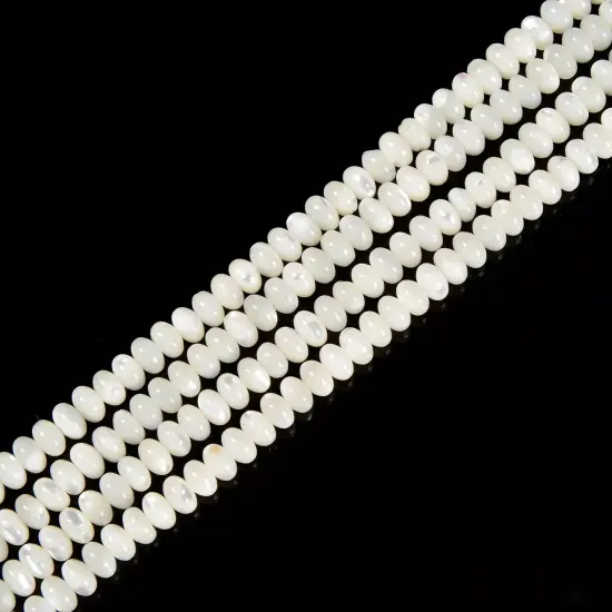 Iridescent White Mother of Pearl Rondelle Beads {2}