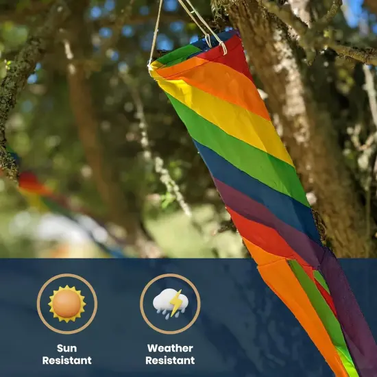 Spiral Rainbow 60 Inch Windsock by Madrona Brands | Durable Outdoor Hanging Decoration | Yard, Porch, Deck, Patio {3}