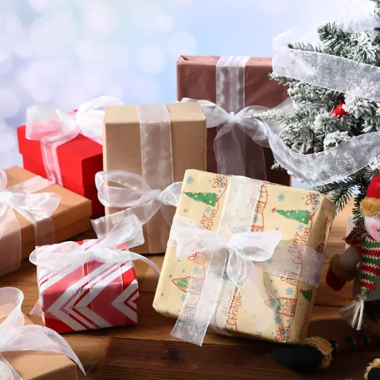 Sheer Organza Ribbon for Gift Wrapping Chiffon Tulle Mesh Ribbon Clear Wedding Christmas Tree Decor DIY Crafts {2}