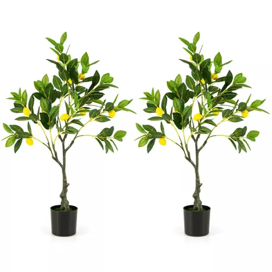 2PCS Artificial Lemon Tree 2.6 FT Tall Fake Plant Office Decor w/Lemon Fruits {1}