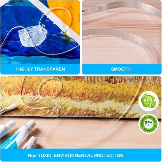 3pcs Acrylic Paint Palette Clear Art Palette for Adults & Kids, Transparent Non-Stick Oil Paint Palette with Protective Kraft for DIY Craft Art Painting Plate {4}