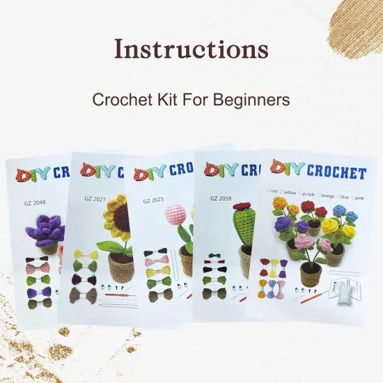 5PCS Crochet Kit for Beginners, Learn to Crochet Kits for Adults and Kids, Starter Craft Knitting Flower Kit {3}