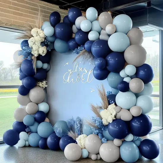 Navy Balloon Arch Kit - Double Stuffed Dusty Pastel Blue Garland Dark Light Blue Grey Latex Balloons for Baby Bridal Shower Birthday Wedding Graduation Party Decoration {1}