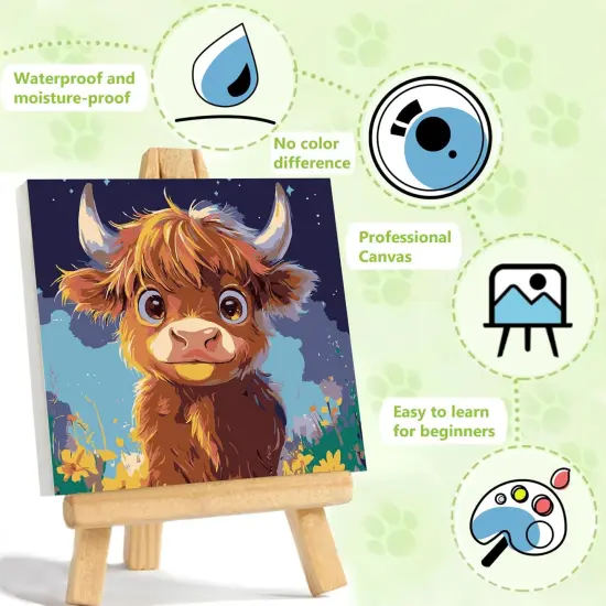 Cow Paint by Numbers Kit for Adults Framed, Cow Paint by Number with Frame, Painting by Numbers for Gifts and Home Decor {2}