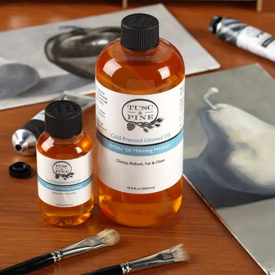 Tusc & Pine Cold Pressed Linseed Oil for Painting - Professional Artists' Paint Medium, Enhance Flow & Translucency, Solvent Free Thinner, Refined in Small Batches in North Carolina {3}