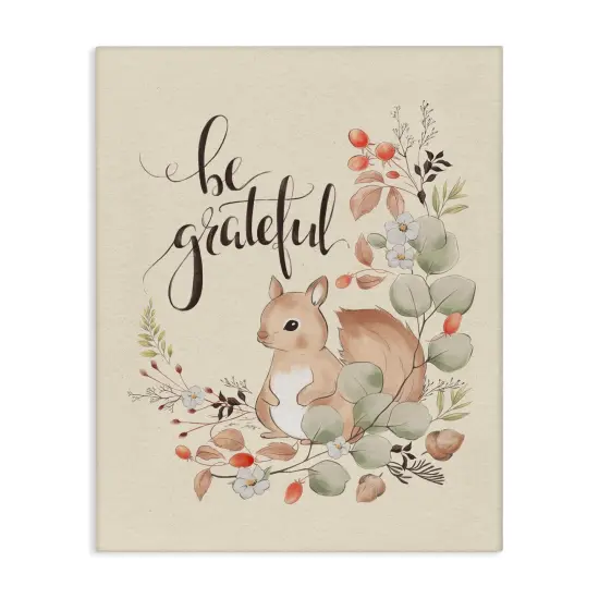 Stupell Industries Be Grateful Squirrel Canvas Wall Art Design by Andrea Jasid Grassi {1}