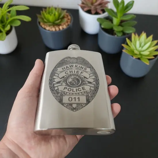 8oz Hawkins Chief of Police Stainless Steel Flask {6}