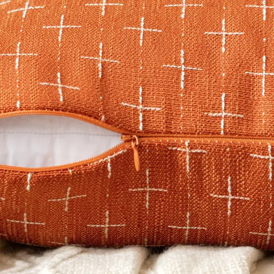 Pack of 2 Decorative Burlap Linen Throw Pillow Covers 18x18 Inch {5}