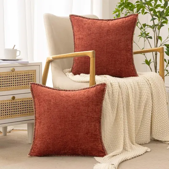 Pack of 2 Fall Burnt Orange Throw Pillow Covers 18x18 Inch {5}