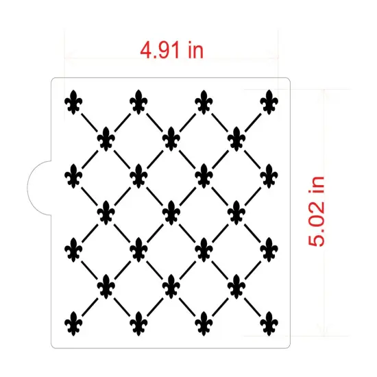 Mini Fleur de Lis Allover Pattern Cookie & Craft Stencil | CM006 by Designer Stencils | Cookie Decorating Tools | Baking Stencils for Royal Icing, Airbrush, Dusting Powder | Craft Stencils for Canvas, Paper, Wood | Reusable Food Grade Stencil {2}