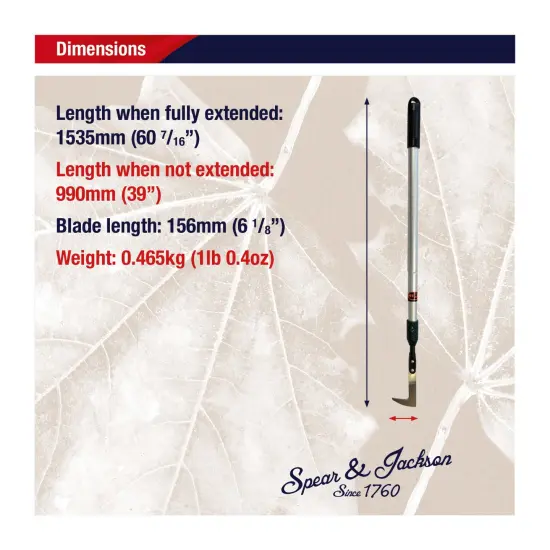 Spear & Jackson Telescopic Patio Knife, Adjustable Length, Carbon Steel Blade, Ergonomic Handle for Comfortable Weeding and Planting {7}