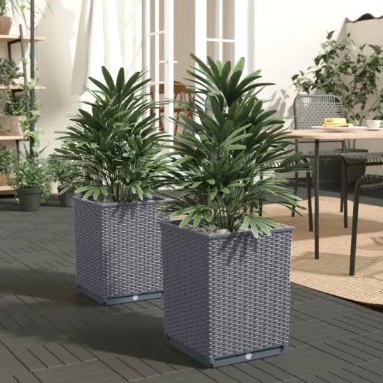 vidaXL Planters 2 pcs Dark Gray 11.8"x11.8"x14.6" Polypropylene {1}