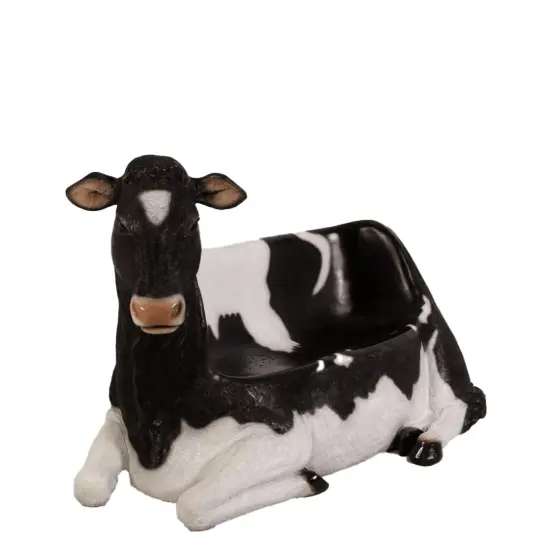 Holstein Cow Bench Life Size Statue {1}