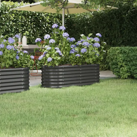 vidaXL Garden Raised Bed Powder-coated Steel 44.9"x15.7"x14.2" Anthracite {1}