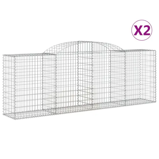 vidaXL Arched Gabion Baskets 2 pcs 118.1"x19.7"x39.4"47.2" Galvanized Iron {2}