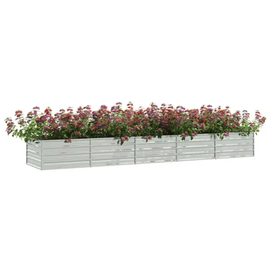 vidaXL Garden Raised Bed 157.5"x31.5"x17.7" Galvanized Steel Silver {3}