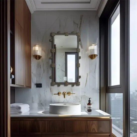 Rustic Industrial Rectangle Accent Mirror Decorative Wall Art Mirror Metal Frame {2}