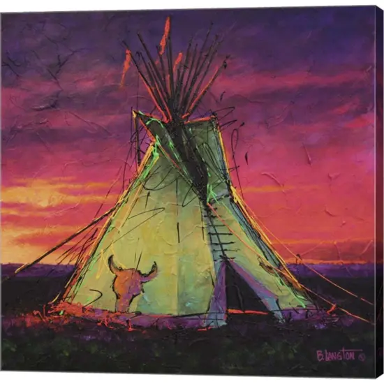 Sunset Tipi by Bruce Langton 12" x 12" Canvas Wall Art {1}