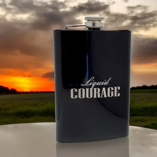 8oz BLACK Liquid Courage Flask {3}