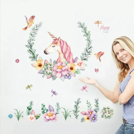 Fairy Unicorn Detachable Wall Sticker Flower Kid's Room Decoration {4}