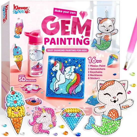 16 Projects Gem Art, Kids Diamond Painting Kit with 5D Gem, Arts and Crafts for Girls Ages 6-12, Gem Craft Activities Kits, Premium Diamond Art Gift Ideas for Girls Crafts Ages 6, 7, 8+ {2}