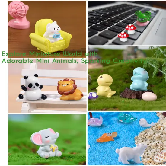 100 Pieces Mini Resin Animals Figures Set for Miniature Garden Decor - Slime Charm for Craft - Tiny Resin Animal {6}