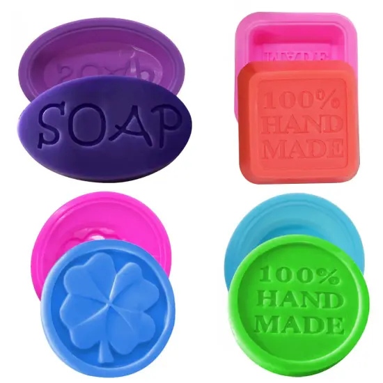 20 Pieces Silicone Soap Making Molds, Square Round Oval Shaped, FineGood Soft Cupcake Muffin Baking Pan for DIY Homemade Craft, Food Grade - Pink, Blue, Rose Red, Purple {4}