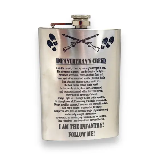 8oz Infantrymans Creed Stainless Steel Flask {1}