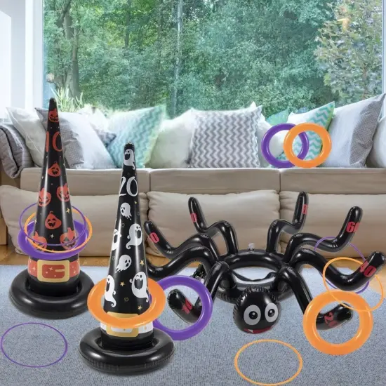 Halloween Ring Toss Game Inflatable Spiders Witch Hat Kids {4}