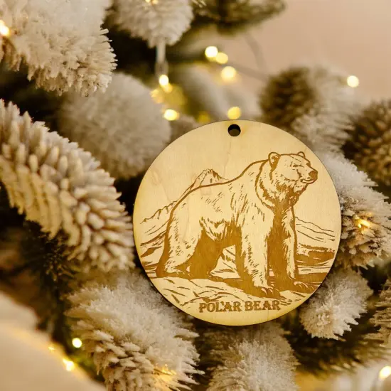 Ornament - Polar Bear Raw Wood {3}