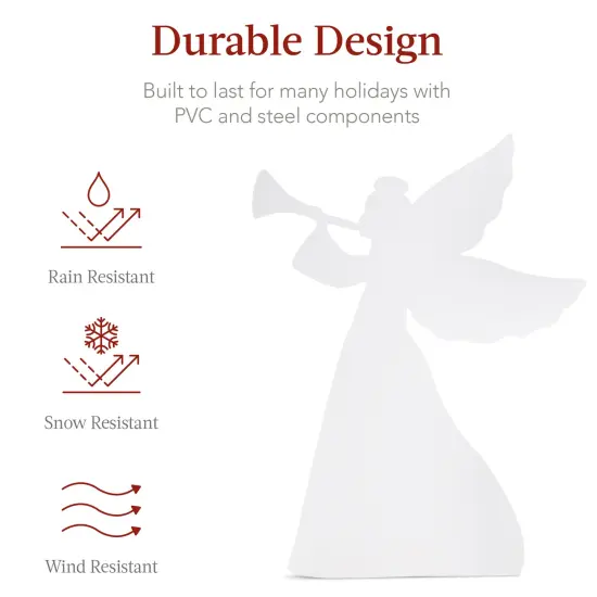 Best Choice Products 3ft Set of 2 Christmas Angel Yard Decorations w/ Weather-Resistant PVC, 4 Stakes White {6}
