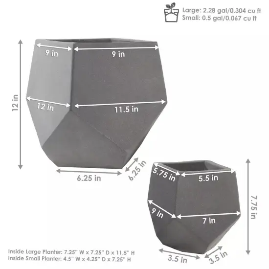 2-Piece Square-Top Cement Planters - Moondust {2}