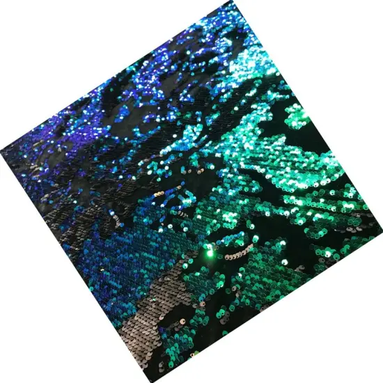 Flashback Stretch Velvet Flip Sequin Fabric Black/Green Ir {7}