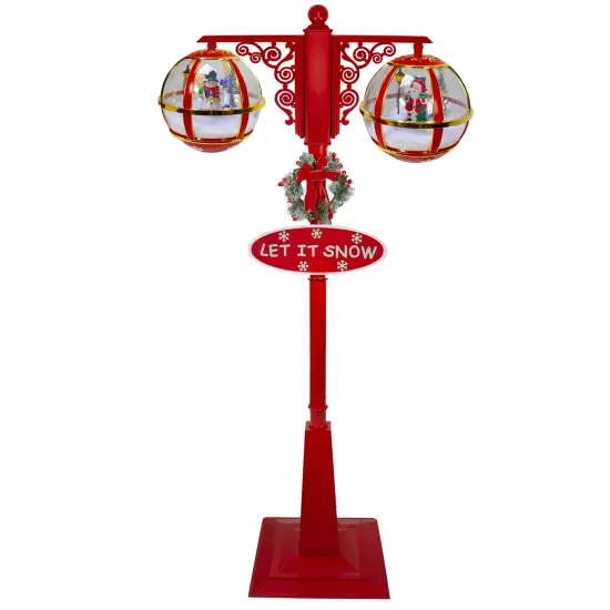 Northlight 74" Lighted Red and Gold Musical Double Christmas Street Lamp {1}
