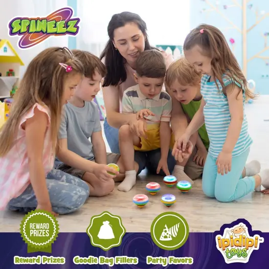 Light Up Spinning Tops &ndash; LED Spinner Toys for Kids, Party Favors, Christmas Stocking Stuffers, Classroom Prizes, Fun Gifts for Boys and Girls &ndash; Blue, Pack of 12 {4}