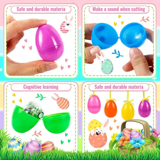 60 Pcs Colorful Plastic Easter Eggs Bulk, 2.3 ", Fillable Empty Easter Eggs for Fillling Candy, Treats, Easter Hunt Basket Suffers Fillers, Easter Theme Party Favors {3}