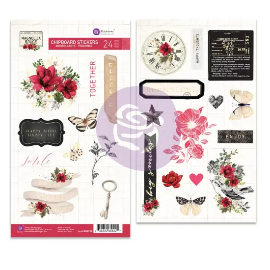 Magnolia Rouge Collection Chipboard Stickers - 24 pcs w foil detail {1}