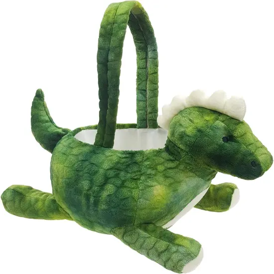 Adorable 3D Green Plush Dinosaur Basket Easter Basket Easter Egg Hunting Basket Halloween Trick or Treat Basket {1}