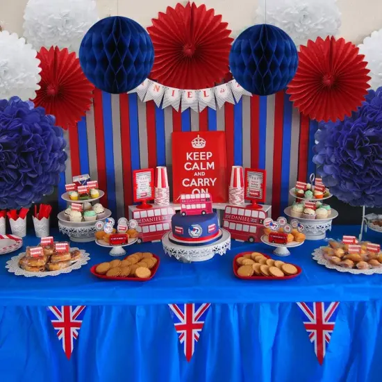 Navy Blue Red White Party Decorations 16pcs Paper Pom Poms Honeycomb Balls Lanterns Tissue Fans for 4th of July Day Patriotic Shake Theme Birthday Graduation Nurse Party {4}