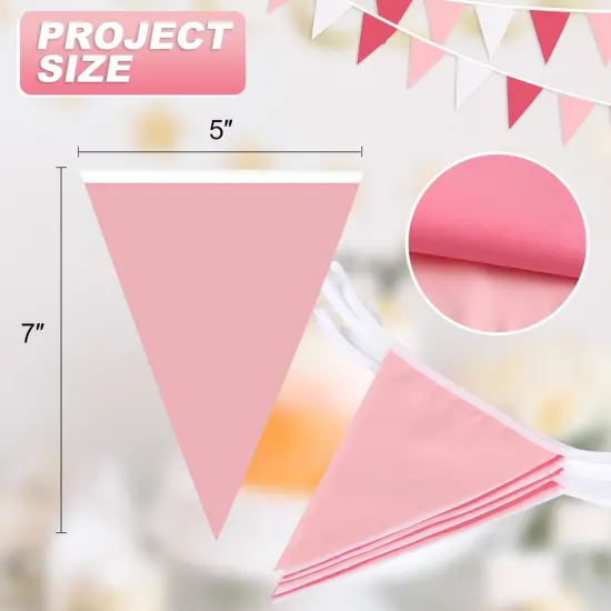 Pink Pennant Banner Triangle Flag Bunting Garland for Wedding Birthday Baby Shower Graduation Decoration 33 Feet 30 Pieces {2}