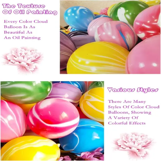 Rainbow Tie Dye Balloons 50PCS 12 Inch Agate Marble Latex Swirl Balloons For Tie Dye Birthday Party Supplies,Candyland,Bachelorette,Fun Hippie Party Decorations(Multi-Color) {4}
