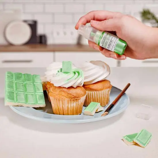 Bakell - Soft Green Luster Dust (4g, 1x Pump) Edible Vegan Dust & Paint for Baking, Desserts and Beverages {2}