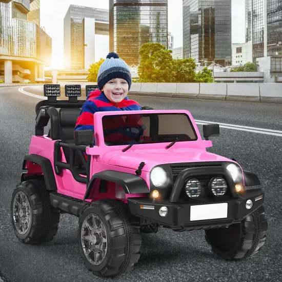 2-Seat Ride-On Car Truck with Remote Control, LED Lights, Music and Safety Features Pink {6}