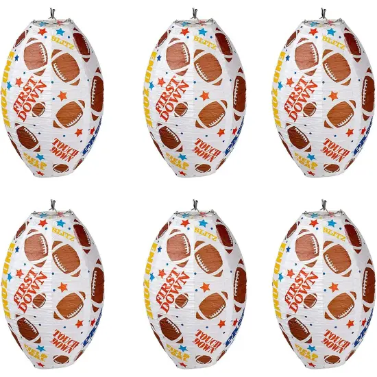 Football Party Decorations, Hanging Football Paper Lanterns (7.5 Inches, 6-Pack) White {1}