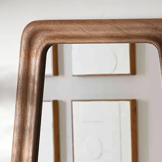 Trapezoid Wooden Wall Mirror {4}