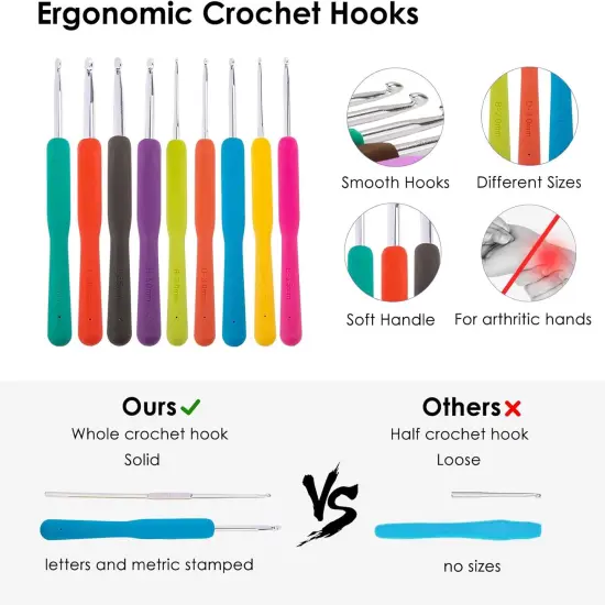 82Pcs Crochet Hook Set with Storage Case - Stand Up Crochet Hook Case with 20 Size Crochet Hooks & needles, Crochet Accessories {4}