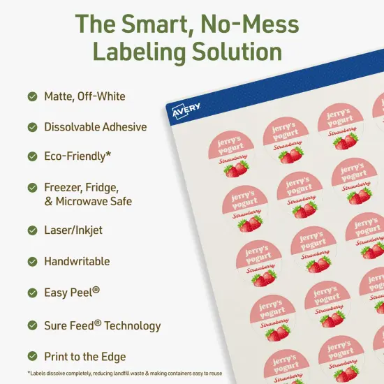 Avery Dissolvable Labels, 1" Diameter Round {8}