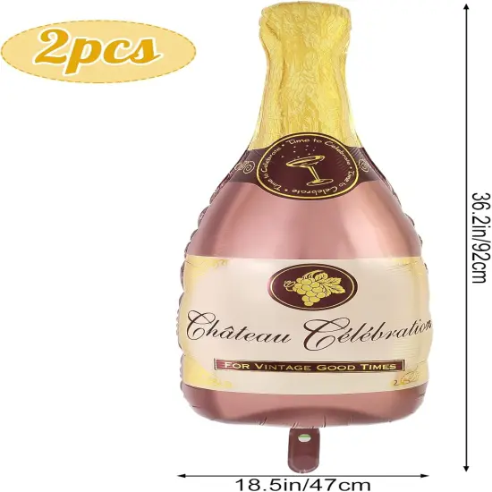 Champagne Wine Bottle Balloons, 4 Pcs Champagne Glass Foil Balloons, Large Wine Mylar Balloons for Engagement Bridal Shower Wedding Bachelorette Birthday Party Decoration {3}