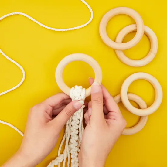 Wooden Rings for Crafts, Macrame, Crochet, Jewelry Making, Natural Unfinished 3 Inch Wood Rings (75mm, 30 Pack) Brown {3}