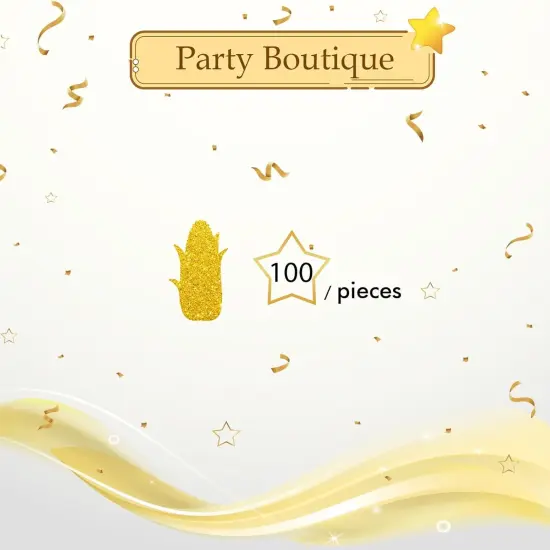 100pcs Corn Confetti, Gold Glitter Vegetables Corn Table Confetti for Baby Shower, Corn Paper Scatters, First Birthday/Welcome Baby Party Table Decoration {3}
